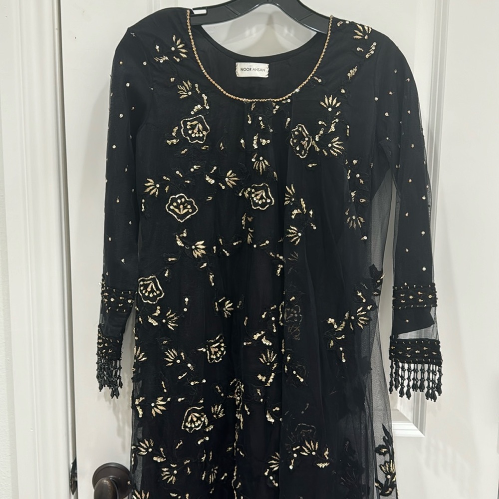 Black noor ahsan 3pc shalwar kameez for sale